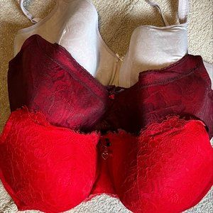 Lot of 3 Pink/Red Lane Bryant Bras 42H